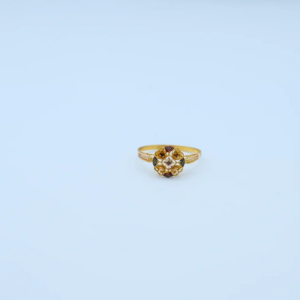 Gold Six-Petal Floral Ring