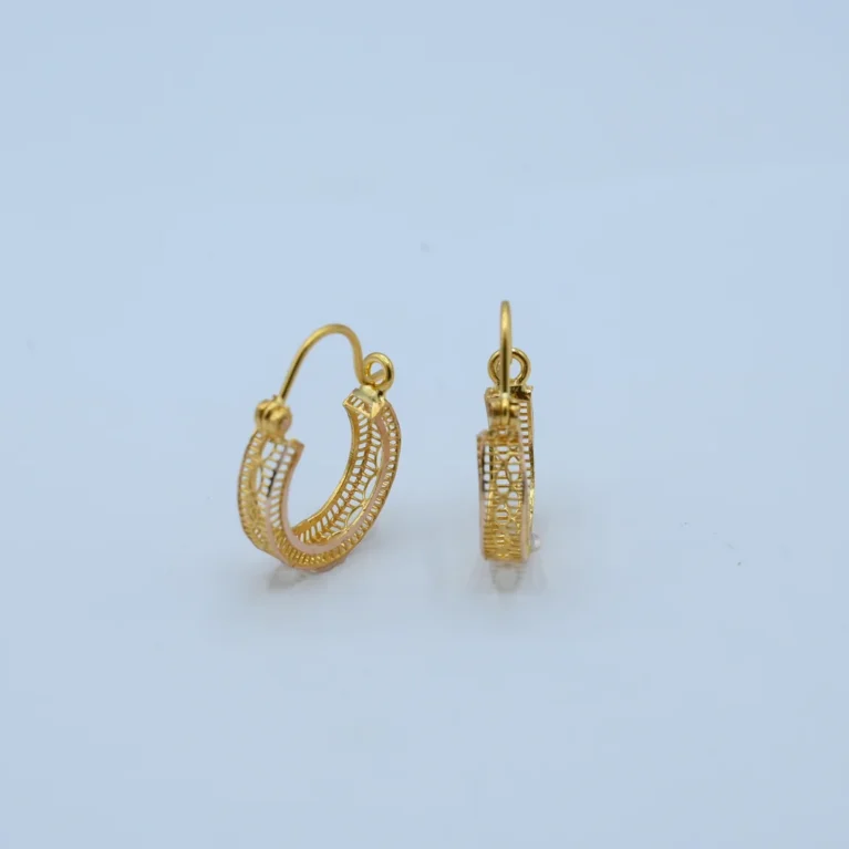 Gold Filigree Hoop Bali Earrings