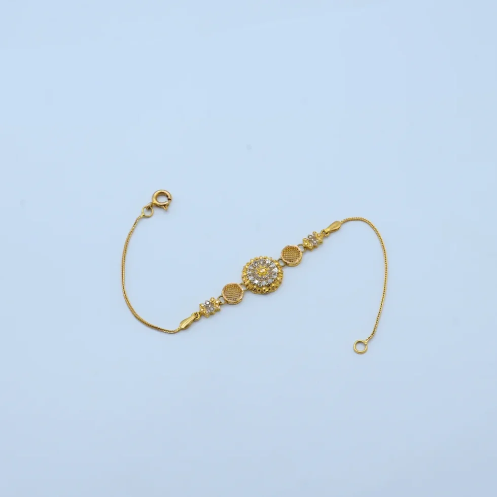 Gold Round Floral Two-Tone Bracelet