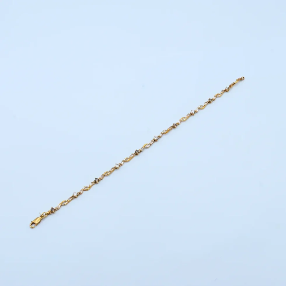 Gold Oval Link Stone Tennis Bracelet