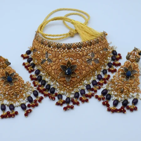 Choker Set with Dark Blue/Black Stones