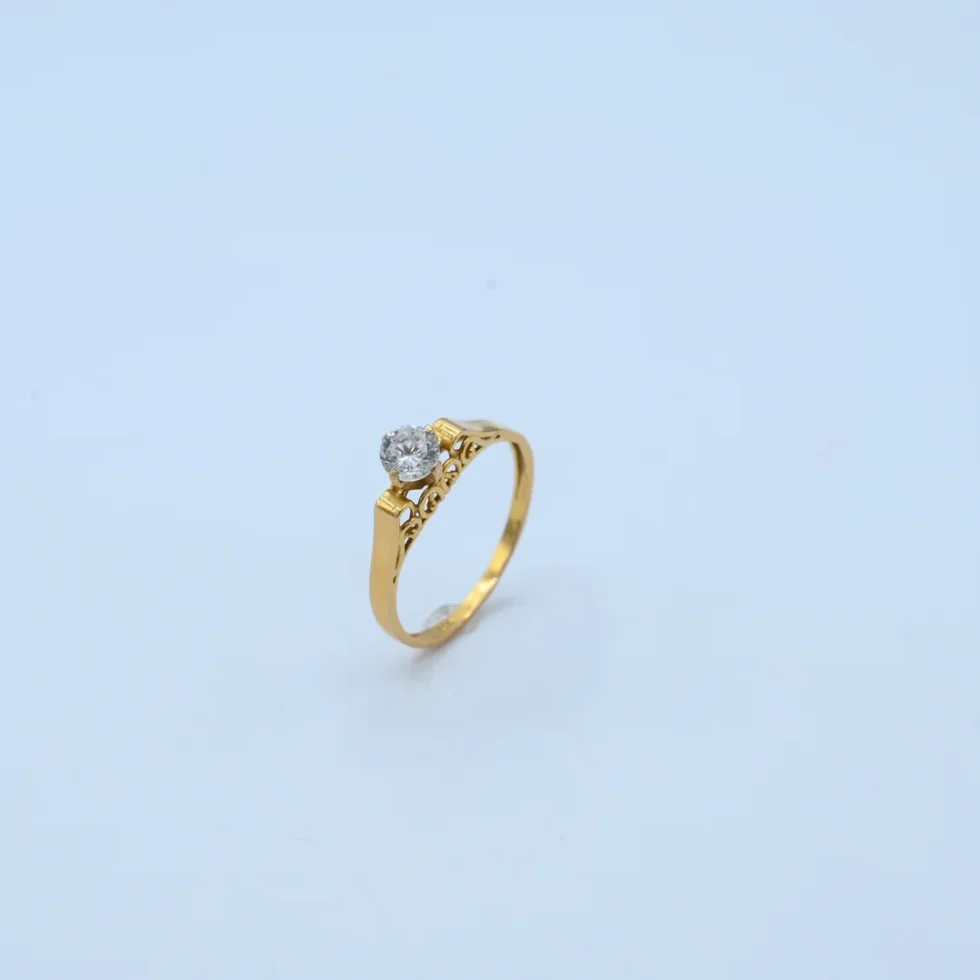 Gold Solitaire Stone Ring