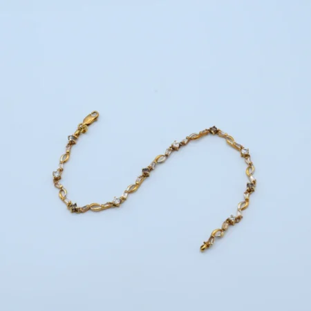 Gold Oval Link Stone Tennis Bracelet