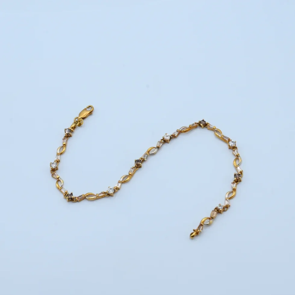 Gold Oval Link Stone Tennis Bracelet