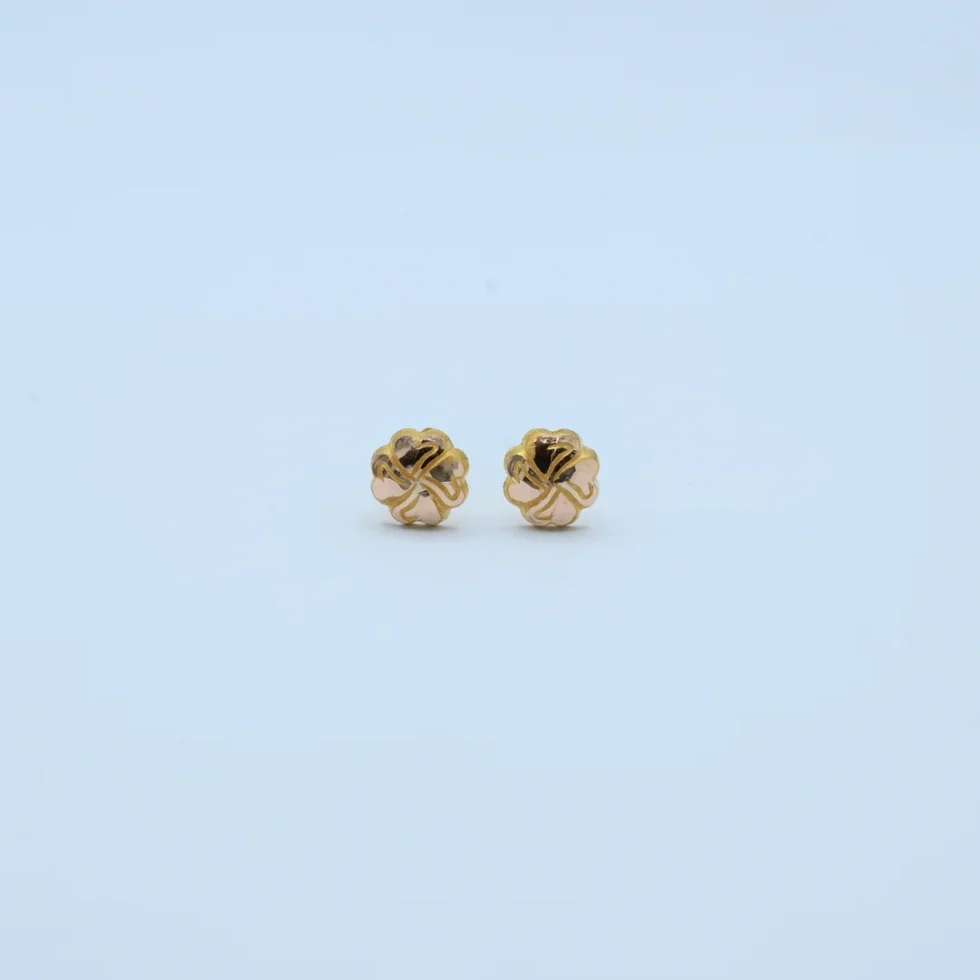 Gold Round Four Petal Two-Tone Studs