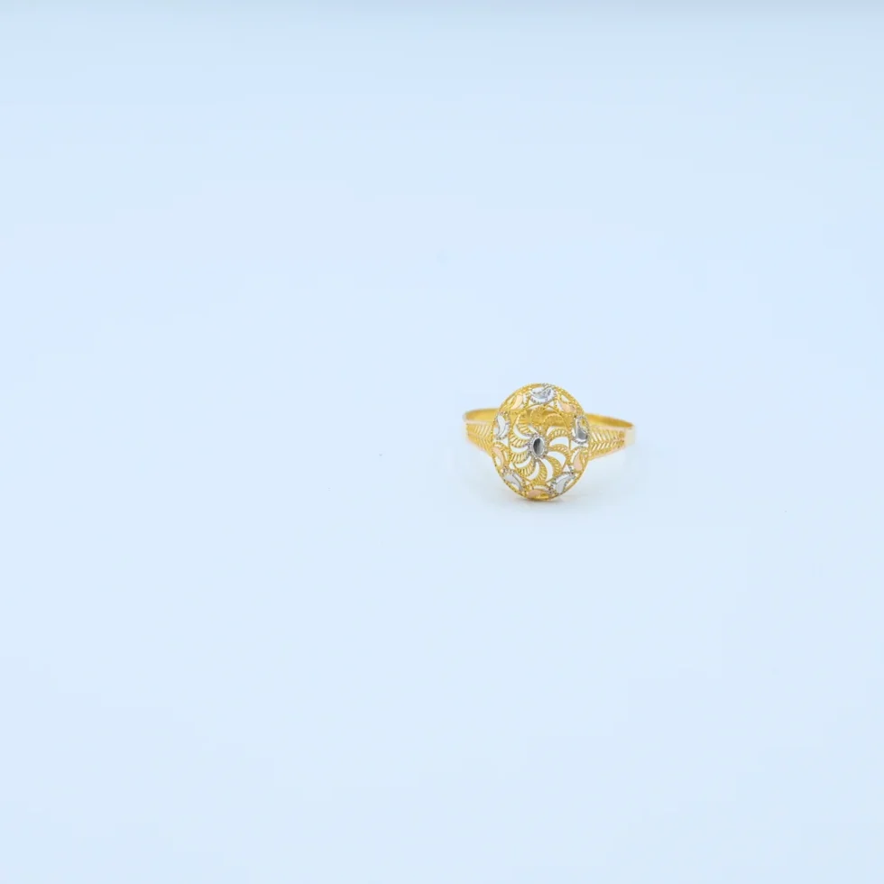 Gold Oval Filigree Two-Tone Ring