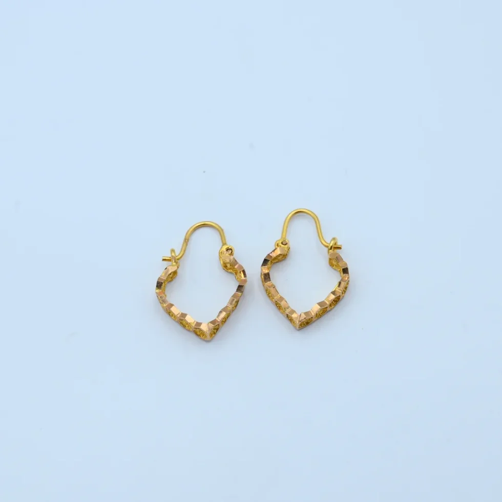 Gold Floral Hexagon Hoop Bali Earrings