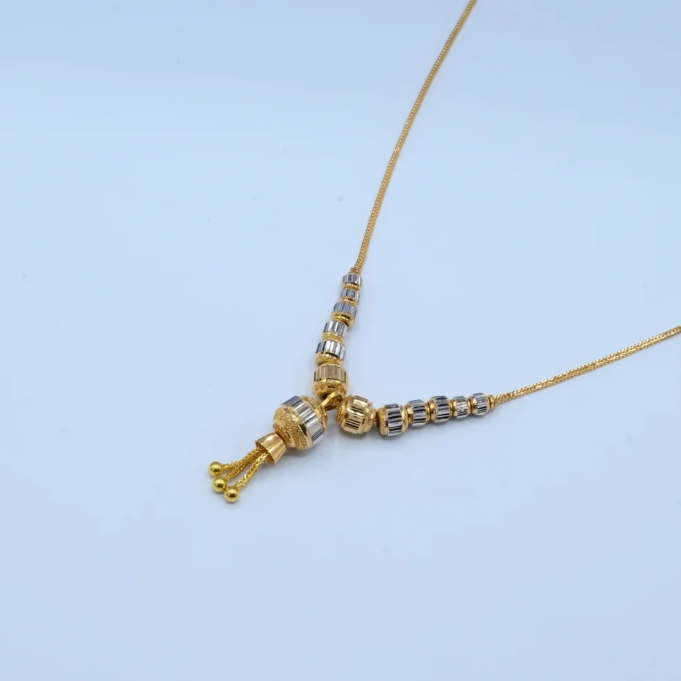 Gold Two-Tone Beaded Drop Locket Set