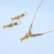 Gold Two-Tone Beaded Drop Locket Set