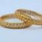 Gold Ribbed Beaded Bangles