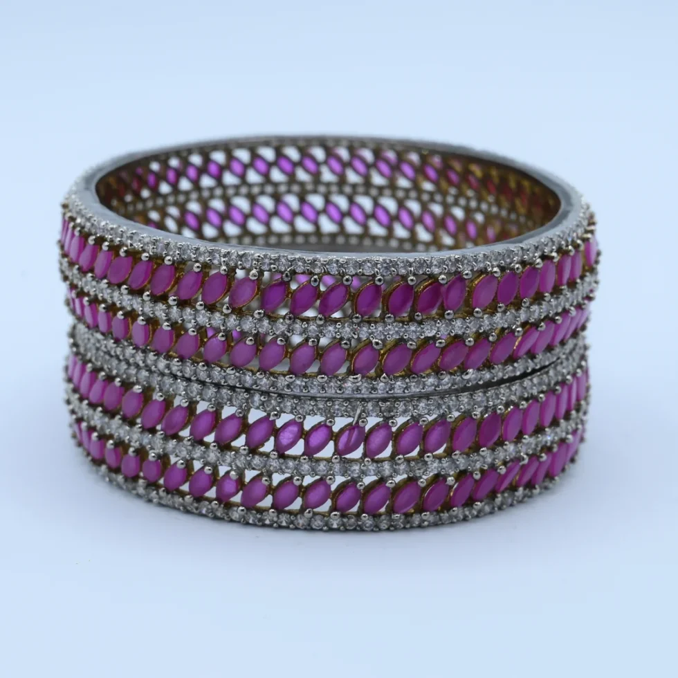 Pink Stone Studded Bangles