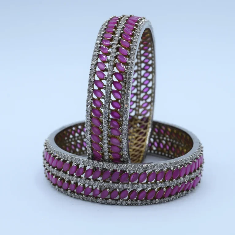 Pink Stone Studded Bangles
