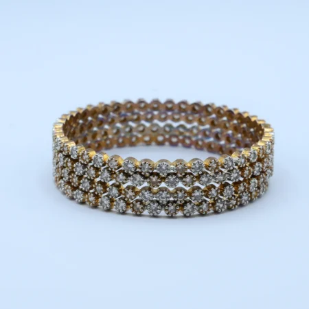 Two-Tone Stone Cluster Bangle Set