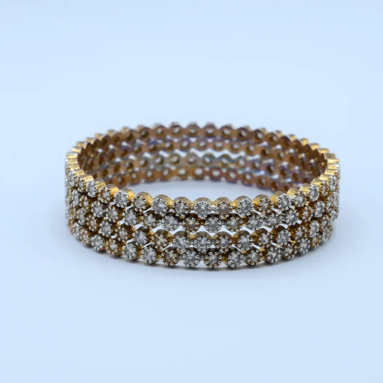 Two-Tone Stone Cluster Bangle Set