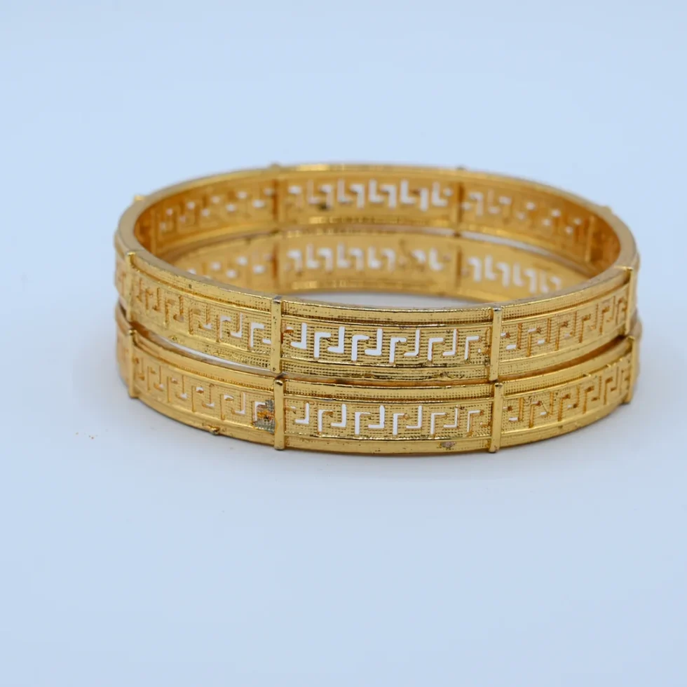 Gold Greek Key Enamel Bangles