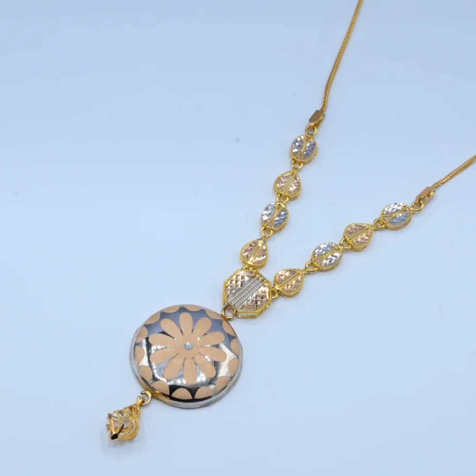 Gold Floral Two-Tone Locket Set