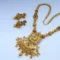 Gold Maroon Antique Pendant Bridal Set