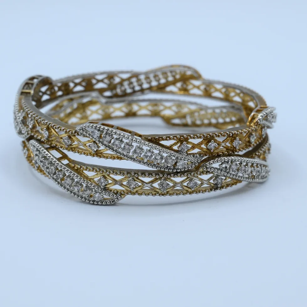 White Stone Twisted Bangles