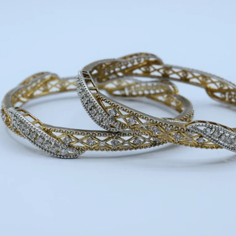 White Stone Twisted Bangles