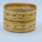 Gold Two-Tone Leaf Wide Bangles