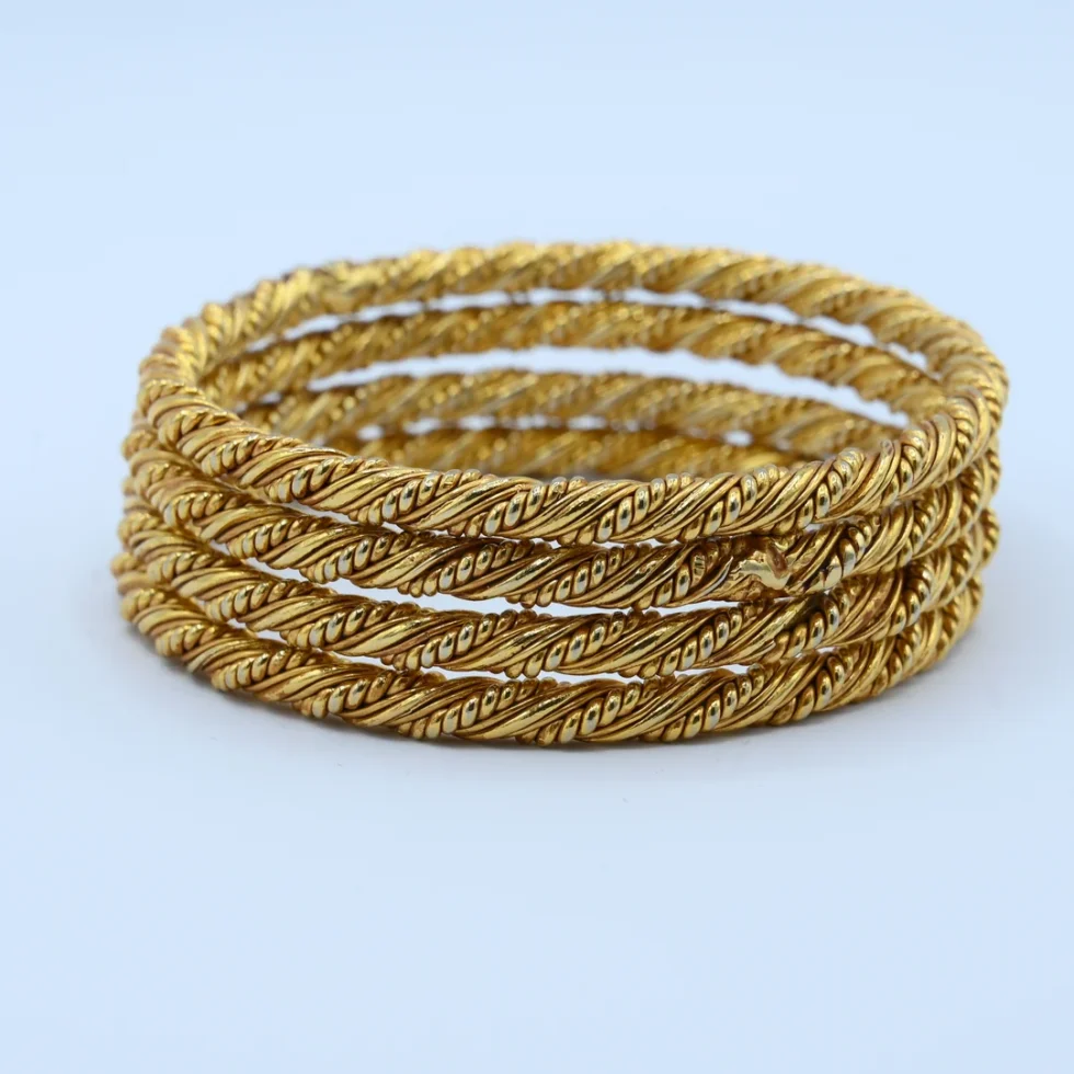 Gold Twisted Rope Single Bangle