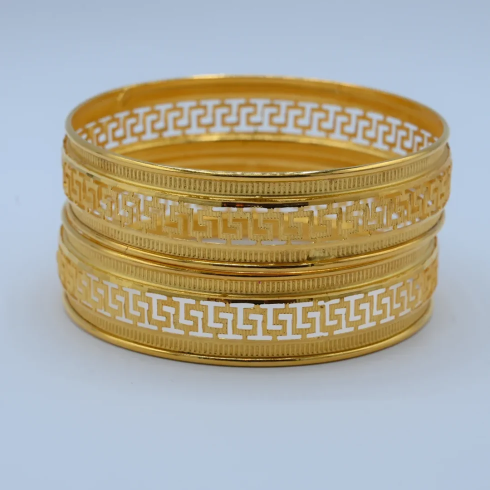 Gold Greek Key Enamel Bangles