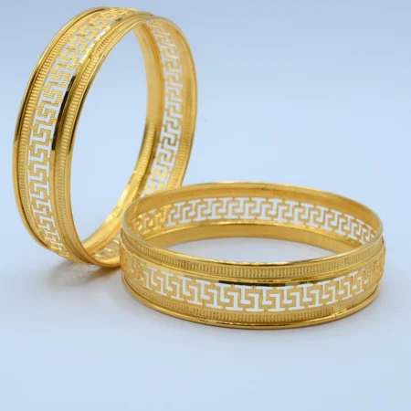 Gold Greek Key Enamel Bangles