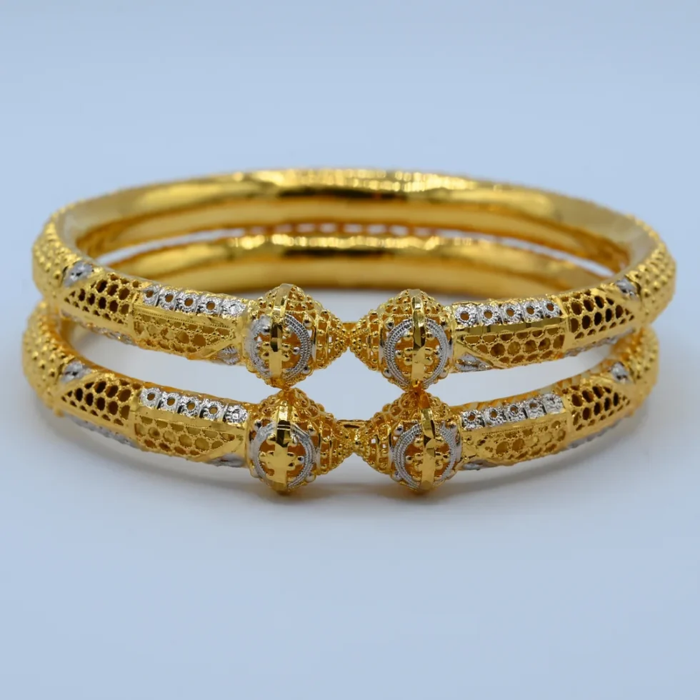 Gold Two-Tone Beaded Bangles