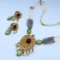 Gold Pearl Green Stone Multi-Layer Set