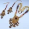 Gold Maroon Stone Beaded Multi-Layer Set
