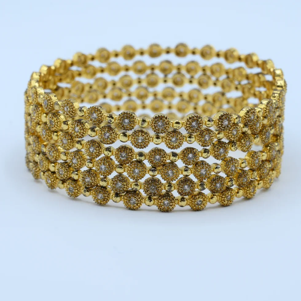 Gold Stone Beaded Single Bangle