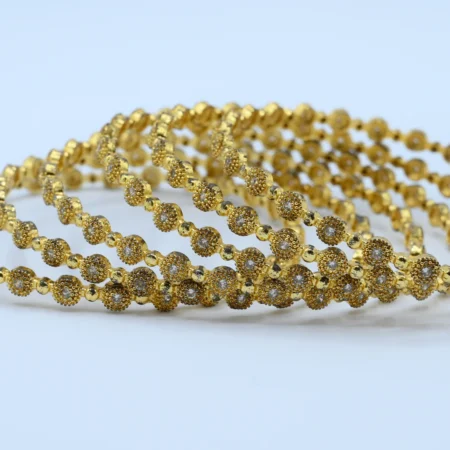Gold Stone Beaded Single Bangle