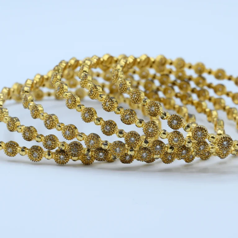 Gold Stone Beaded Single Bangle