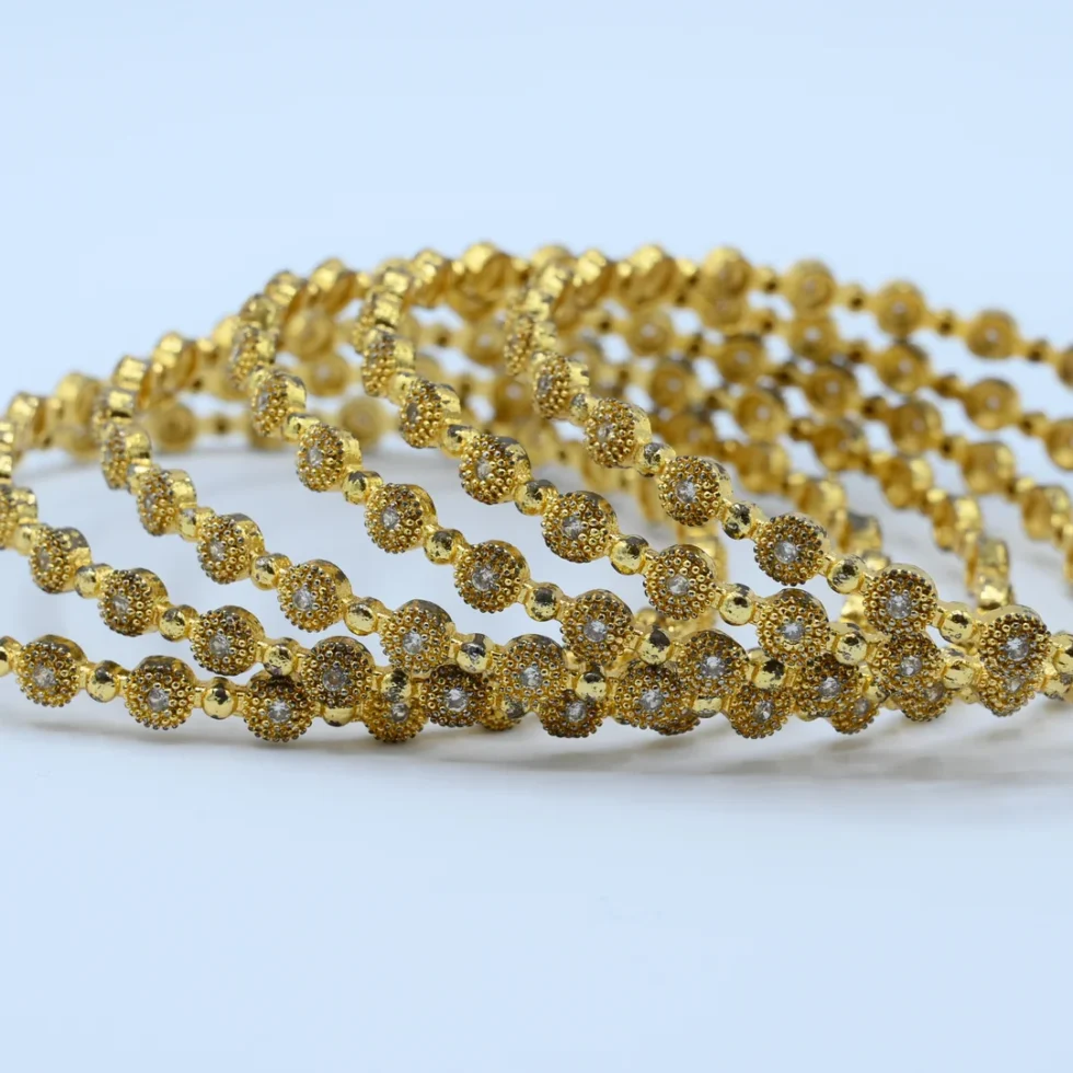 Gold Stone Beaded Single Bangle