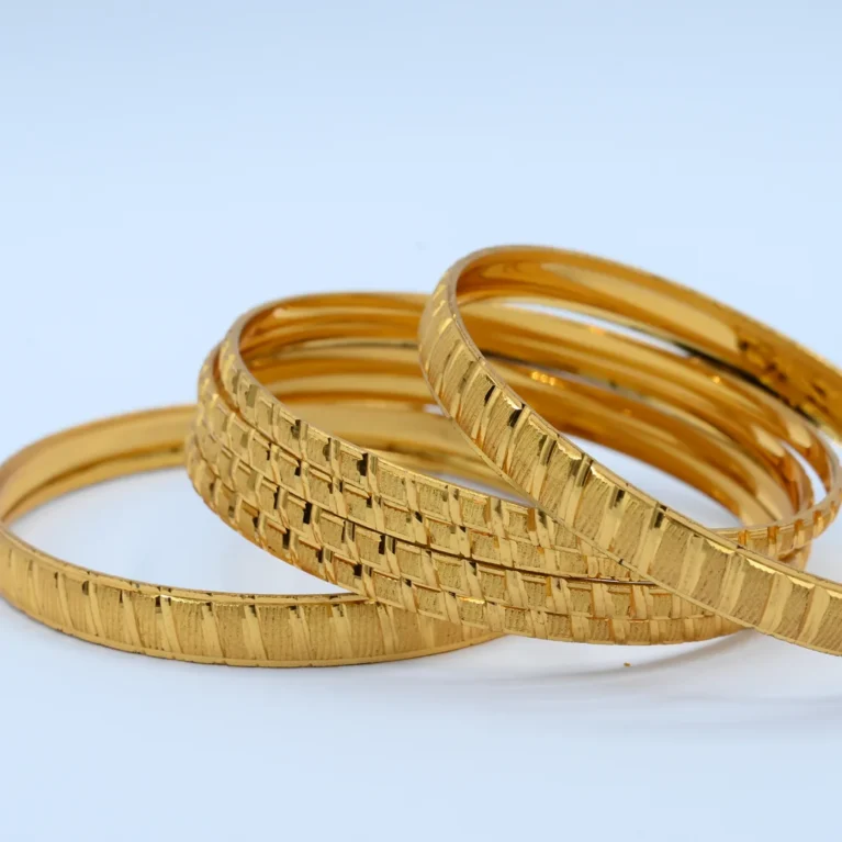 Gold Textured Lining Single Bangle