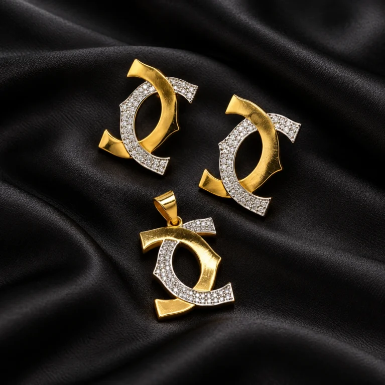 Celestia Arc Gold Pendant & Earring Set