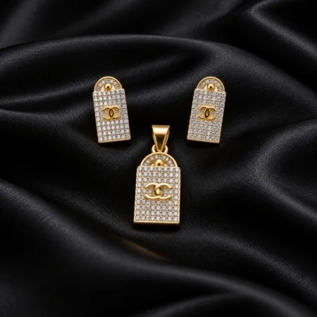 Archelle Spark Gold Pendant & Earring Set