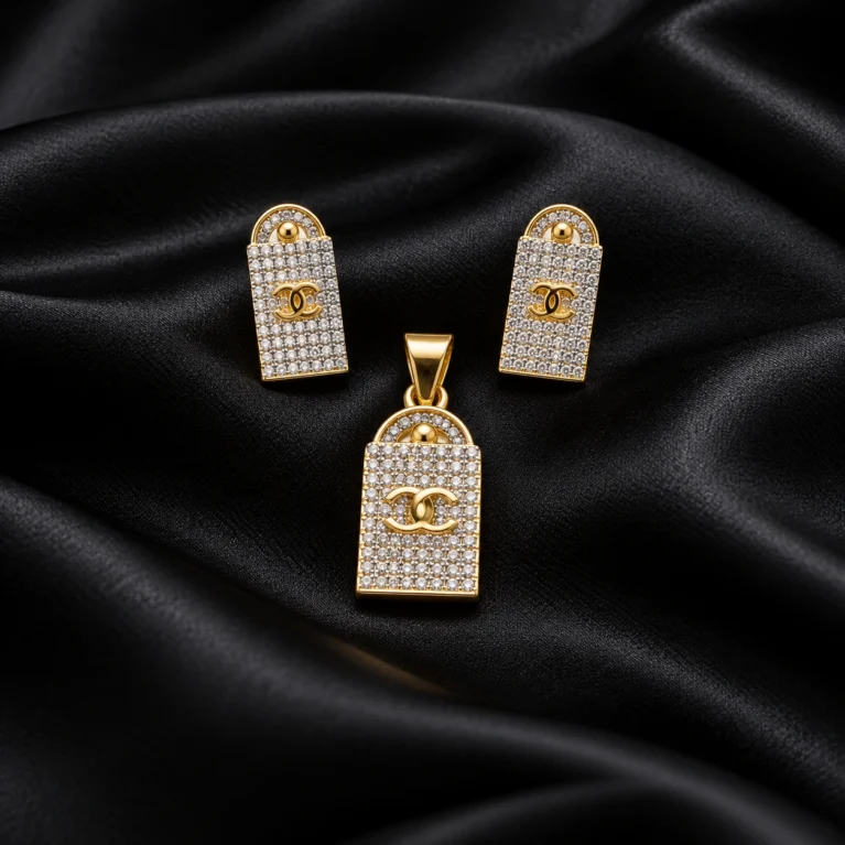 Archelle Spark Gold Pendant & Earring Set