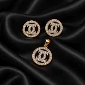 Cirelle Orbit Gold Pendant & Ear Stud Set
